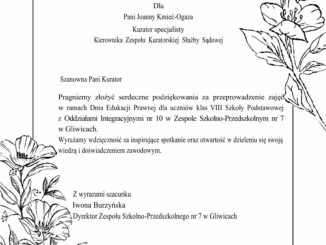 podziękowania dla prowadzącej