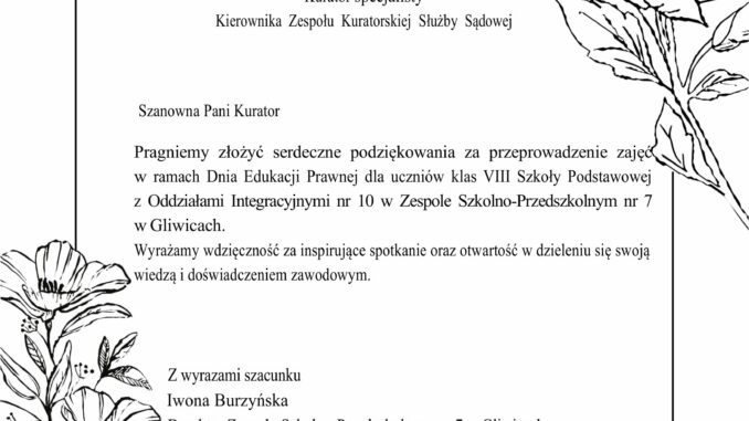 podziękowania dla prowadzącej